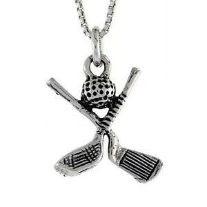 �y���������z�W���G���[�E�A�N�Z�T���[ �V���o�[�X�^�[�����O�S���t�{�[���N���u�y���_���g�u�����b�N�C�^���A�{�b�N�Xargent sterling golf balle amp; clubs pendentif breloque,18 italien boite