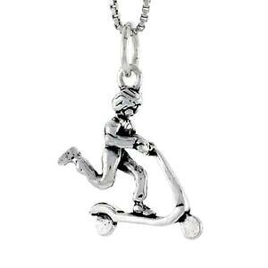 �y���������z�W���G���[�E�A�N�Z�T���[ �V���o�[�X�^�[�����O�I���X�N�[�^�[�y���_���g�u�����b�N�C�^���A�{�b�N�Xargent sterling garcon sur scooter pendentif breloque,18 italien boite