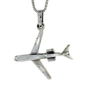 �y���������z�W���G���[�E�A�N�Z�T���[ �V���o�[�X�^�[�����O�v���[���y���_���g�u�����b�N�C���`�C�^���A���`�F�[���{�b�N�Xargent sterling avion pendentif breloque, 18 italien boite chaine