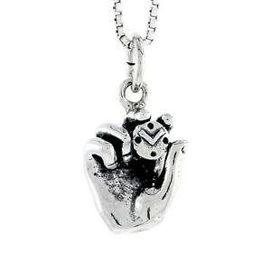 yzWG[EANZT[ Vo[X^[OC|PbgEHb`y_gubNC``F[argent sterling main contenant poche montre 3d pendentif breloque, 18 chaine