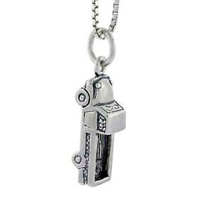 yzWG[EANZT[ Vo[X^[OsbNAbvgbNy_gubNC^A{bNX`F[argent sterling ramassage camion 3d pendentif breloque,18 italien box chain