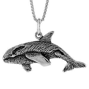 �y���������z�W���G���[�E�A�N�Z�T���[ �V���o�[�X�^�[�����O�V���`�y���_���g�u�����b�N�C���`�C�^���A���`�F�[���{�b�N�Xargent sterling killer baleine pendentif breloque, 18 italien boite chaine