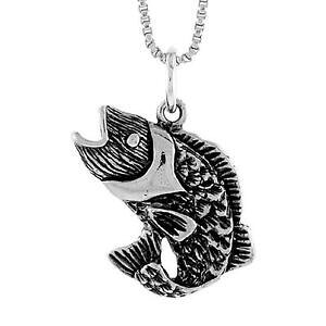 �y���������z�W���G���[�E�A�N�Z�T���[ �V���o�[�X�^�[�����O�����x�[�X�t�B�b�V���y���_���g�u�����b�N�C���`�C�^���A���`�F�[���{�b�N�Xargent sterling mer bass poisson pendentif breloque, 18 italien