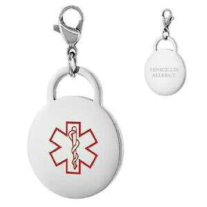 �y���������z�W���G���[�E�A�N�Z�T���[ �y�j�V�����X�`�[�����E���h�u�����P�t�F�����A�A���[�gpenicilline allergie acier inoxydable alerte medicale rond breloque wfermoir