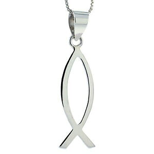 �y���������z�W���G���[�E�A�N�Z�T���[ �V���o�[�X�^�[�����O�N���X�e�B�t�B�b�V���O�����h�y���_���g�u�����b�N�C���`�C�^���A���`�F�[��argent sterling christe poisson grand pendentif breloque, 18 it