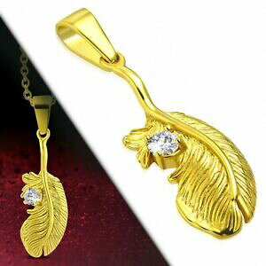 �y���������z�W���G���[�E�A�N�Z�T���[ ���C���X�g�[���Z�b�g�v�����y���_���gpendentif en acier dore en forme de plumr serti dun strass