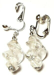 yzWG[EANZT[ NbvhbvVo[geBpX^large argent transparent pates tortillon avec clip oreilles goutte pendantes