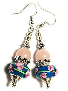 yzWG[EANZT[ rbOVo[[YNH[cC[Yhbvy_g^[RCYp[OXyZgros argent rose quartz oreilles goutte pendantes turquoise verre perle perce