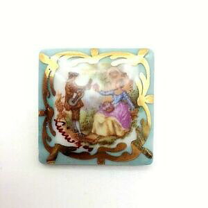 yzWG[EANZT[ [W}LXtSi[^[RCYO[XNGAu[`broche carre en porcelaine de limoges decor marquis fragonard vert turquoise