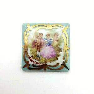 yzWG[EANZT[ [W}LXtSi[^[RCYO[XNGAu[`broche carre en porcelaine de limoges decor marquis fragonard vert turquoise