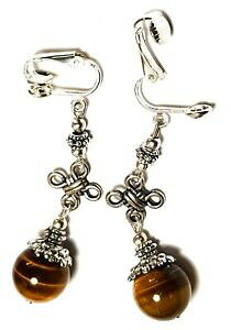 yzWG[EANZT[ OVo[PgAC^CK[Nbvp[longue argent tigre eye celtique avec clip oreilles goutte pendantes gemme perle