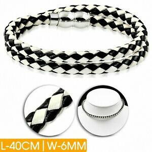 【送料無料】ジュエリー・アクセサリー ダブルストランドベージュブラックレザーストラップbracelet en cuir beige et noir tresse double brin 40 cm x 6 mm