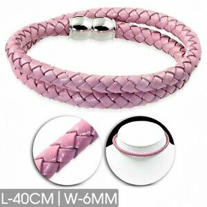 yzWG[EANZT[ _uXghsNU[Xgbvbracelet en cuir rose tresse double brin 40 cm x 6 mm