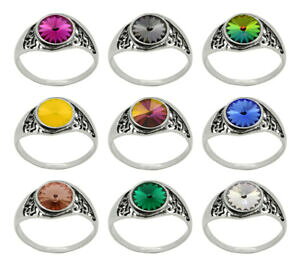 yzWG[EANZT[ X^[OVo[{OXtXL[RNX^sterling silver rivoli ring made with 1122 8mm swarovskiR crystals