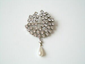 yzWG[EANZT[ Vo[uAgu[`EBYNXgp[hbvy_gargent brillants broche avec kunstperle gouttes pendentif 10,2 g6,3 x 4,0 cm