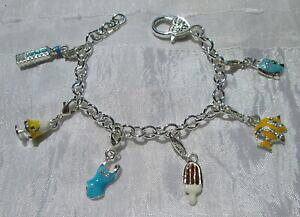 �y���������z�W���G���[�E�A�N�Z�T���[ �V���o�[�u���X���b�g�`���[�����X�P�g��bracelet argente 6 breloques charms mousqueton 19cm ��vacances insouciantes��