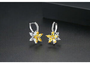 yzWG[EANZT[ COXtXL[GcWRjEboucles doreille fleur jaune swarovski elements aaa zirconium top qualite