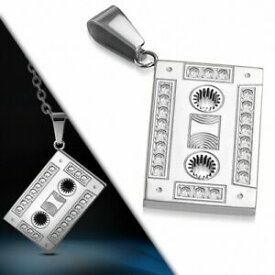 【送料無料】ジュエリー・アクセサリー ステンレスラインストーンカセットステンレスペンダントpendentif en acier inoxydable cassette audio strass