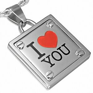 【送料無料】ジュエリー・アクセサリー ハートモノグラムタグペンダントステンレストーンpendentif tag monogramme coeur i love you en acier inoxydable 3 tons
