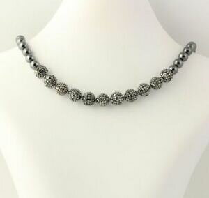 yzWG[EANZT[ iCp[w}^CgIjNXXgXrbOJ[O[ubNXghneuf perle hematite onyx amp; strass collier gros 20 strand gris amp; noir