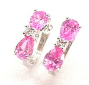 yzWG[EANZT[ COXgX[YWRlS[hbLzCgfille femme boucle doreilles strass rose cz zircone noeud plaque or blanc gb