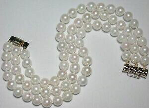 �y���������z�W���G���[�E�A�N�Z�T���[ �u���X���b�g�z���C�gbracelet , 18cm, blanc perles de culture ,3 rangees