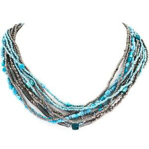 yzWG[EANZT[ ^[RCYXV[hp[~l`bvlbNX20 magnifique turquoise etain graine perles mineral chips collier