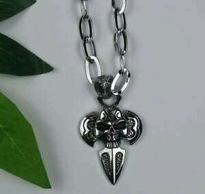 yzWG[EANZT[ XeX^R[h`F[SVbNNXcroix gothique en metal inoxydable tete de mort et chaine cordon