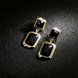 �y���������z�W���G���[�E�A�N�Z�T���[ �A�����O�N���b�v�I���S�[���f�����N�^���W���m���[���V���v�����g��boucles doreilles clip on dore geometrique deux rectange noir simple retro j15