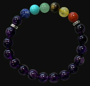 yzWG[EANZT[ AWXguXbg`Nbracelet amethyste 7 chakras a 8mm