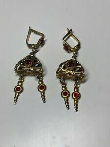 yzWG[EANZT[ I[hBe[Wh[bhCOboucle dforeille ancienne vintage dore rouge c10