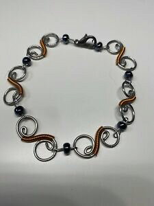 【送料無料】ジュエリー・アクセサリー ヴィンテージブレスレットシルバーオレンジグレーbracelet vintage ancien argente orange gris h 174
