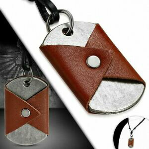 yzWG[EANZT[ ubNU[J[U[R[eBOy_gcollier ajustable en cuir noir avec pendentif en alliage plaque enrobee de cuir