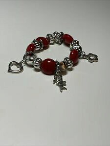 �y���������z�W���G���[�E�A�N�Z�T���[ ���B���e�[�W�u���X���b�g�I�[���h�V���o�[�p�[���I�����W�`���[��bracelet vintage ancien perles argente orange a breloques l 159