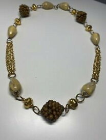 【送料無料】ジュエリー・アクセサリー オールドヴィンテージベージュブラウンドーレネックレスcollier sautoir ancien vintage beige marron dore g 164