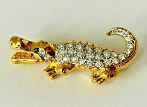 yzWG[EANZT[ u[`NR_CS[fCXg[u[`petite broche crocodile dore strass brooch pin 4cm yeux vert