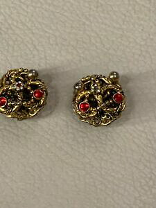 yzWG[EANZT[ I[hBe[WXgXbhCOboucle dforeille ancienne vintage strass rouge b15