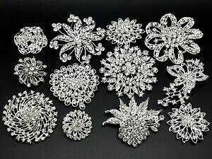 �y���������z�W���G���[�E�A�N�Z�T���[ ���b�g�X���C�o�[���C���X�g�[���N���X�^���u���[�`�s���E�F�f�B���O�u�[�P12pclot mixed 7l5m sliver rhinestone crystal brooches pins diy wedding bouquet