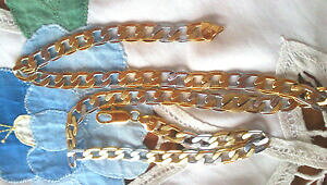 �y���������z�W���G���[�E�A�N�Z�T���[ �v���[�g�`�F�[��chaine en plaque or jaune et blanc 520*8mm