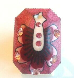 �y���������z�W���G���[�E�A�N�Z�T���[ �����O�V���o�[�J�{�V�����f�R���[�V�����s���N�f�U�C���N���X�^���T�C�Ybague fantaisie couleur argent cabochon deco rose dessin cristal taille reglable