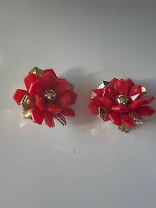 yzWG[EANZT[ Be[WCONbvboucle dforeille ancienne vintage rouge fleurs clip e 109