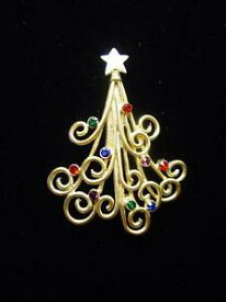 【送料無料】ジュエリー・アクセサリー ジョネットジュエリーゴールドピュータークリスマスツリーピンjj jonette jewelry gold pewter swirl christmas tree wjeweled ornaments pin