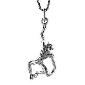 �y���������z�W���G���[�E�A�N�Z�T���[ �V���o�[�X�^�[�����O�����L�[�y���_���g�u�����b�N�C���`�C�^���A���`�F�[���{�b�N�Xargent sterling singe 3d pendentif breloque, 18 italien boite chaine