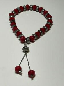 �y���������z�W���G���[�E�A�N�Z�T���[ ���B���e�[�W�u���X���b�g�I�[���h�V���o�[�p�[�����b�h�u�����P�Xbracelet vintage ancien perles argente rouge a breloques l 160