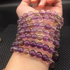 yzWG[EANZT[ AgNH[cEhr[YXgb`uXbgv[g711mm natural ametrine quartz round beads stretch bracelet women birthday gift