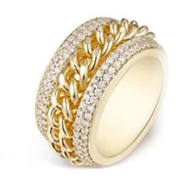 【送料無料】ジュエリー・アクセサリー ゴールドフィルドカーブチェーンスタッズバイカーリング18k gold filled curb chain cz studded biker ring