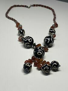 �y���������z�W���G���[�E�A�N�Z�T���[ ���B���e�[�W�u���E���A�t���Jcollier ancien vintage perles marrons et noir afrique g 158