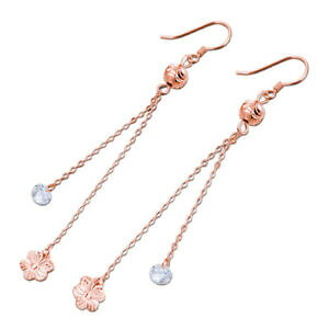 yzWG[EANZT[ [YS[hX^[OVo[C[tbNOCt[COrose gold 925 genuine sterling silver ear hook long line flower cz earrings