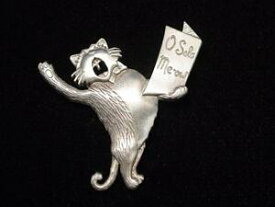 【送料無料】ジュエリー・アクセサリー ジョネットジュエリーシルバーピューターキャットソロニャーピンjj jonette jewelry silver pewter cat singing o solo meow pin