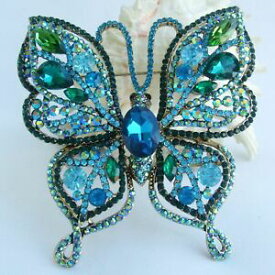 【送料無料】ジュエリー・アクセサリー ゴージャスターコイズラインストーンクリスタルバタフライブローチピンgorgeous insect 374 turquoise rhinestone crystal butterfly brooch pin 04920c2